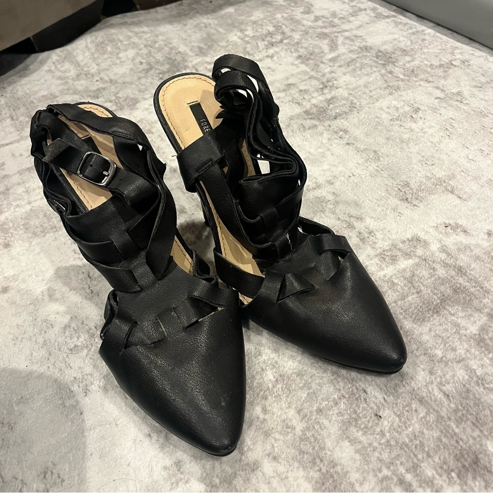 Forever 21 Black Strappy Heels